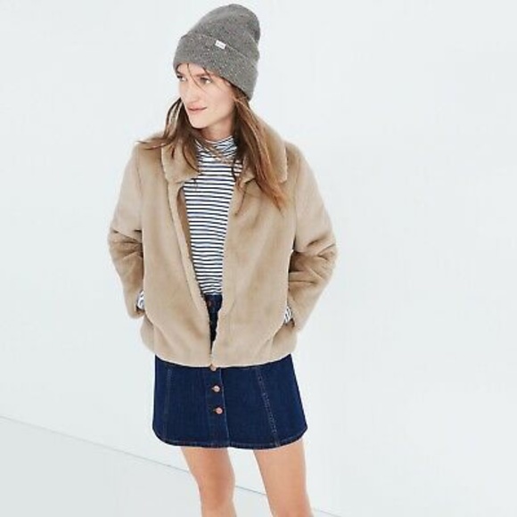 Madewell Shrunken Faux Mink Jacket Faux Fur - Picture 2 of 4
